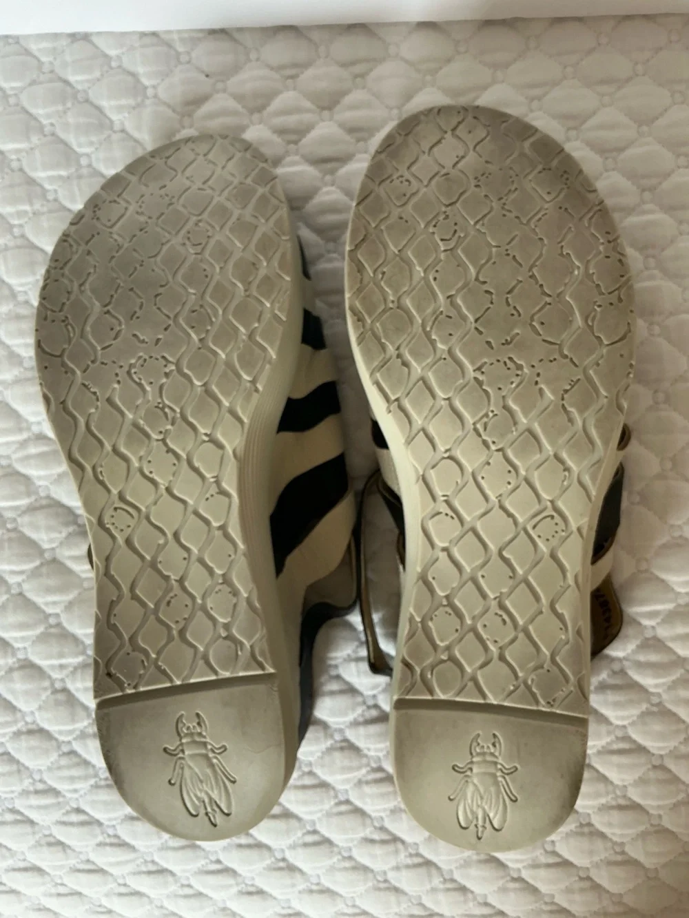 Fly London Wynt Zebra Stripe Leather Low Wedge Slide Sandals 39 (8-8,5 US)